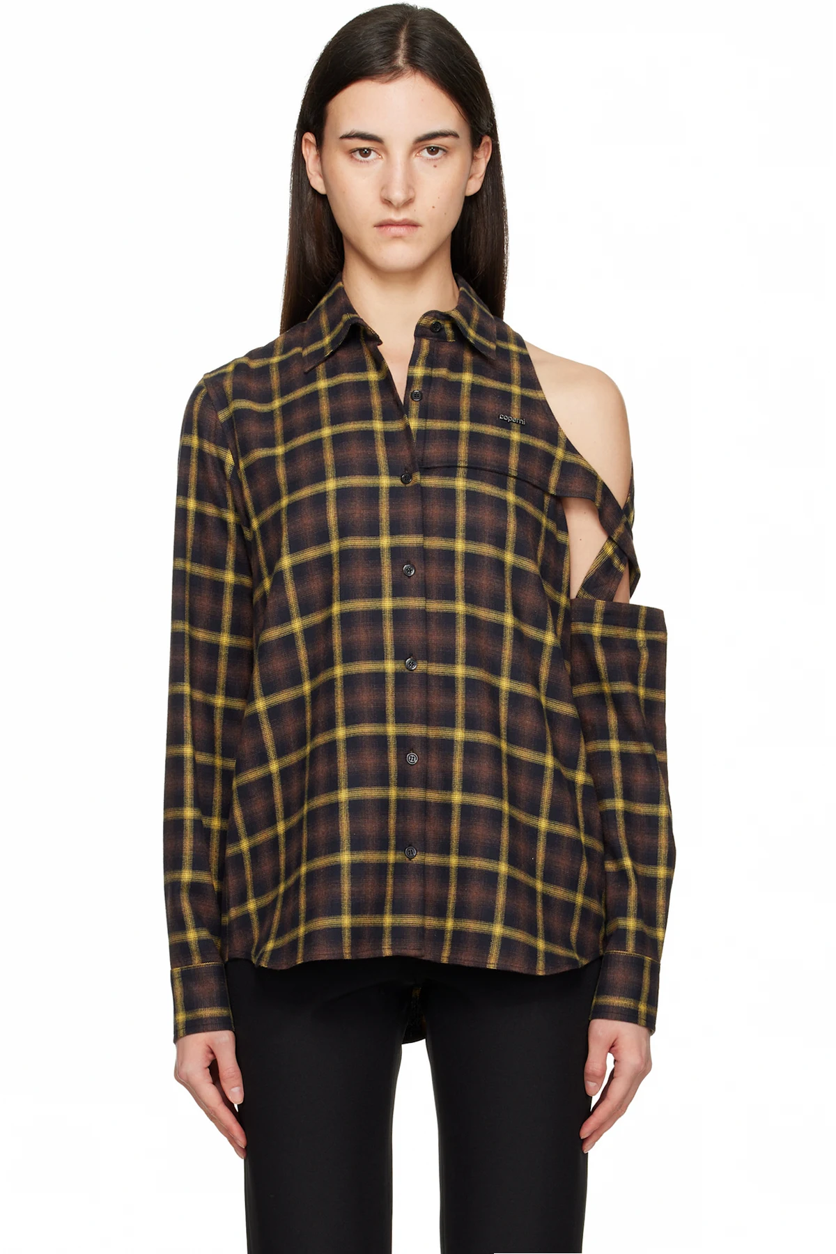 Brown Cutout Shirt