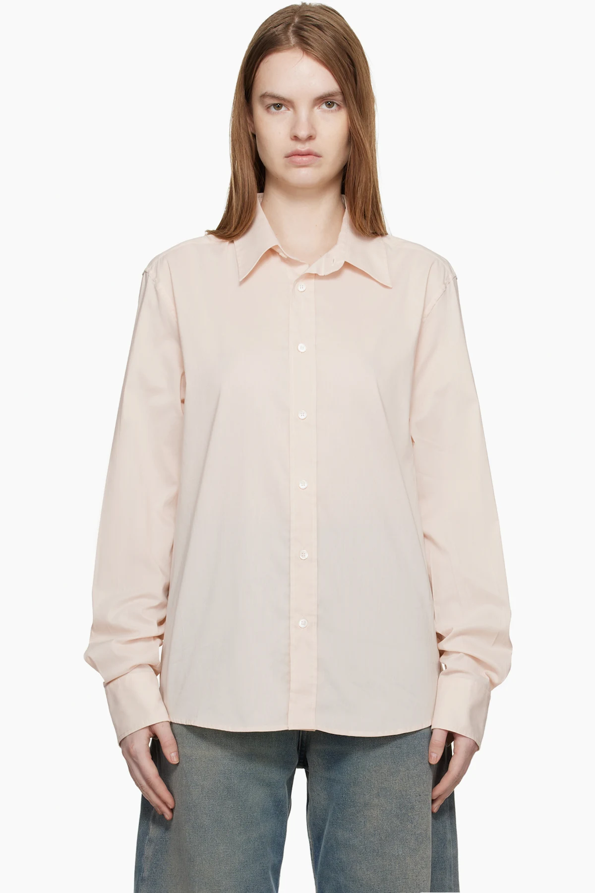 Off-White Poly Cotton Shirting Long-Sleeved Shirt