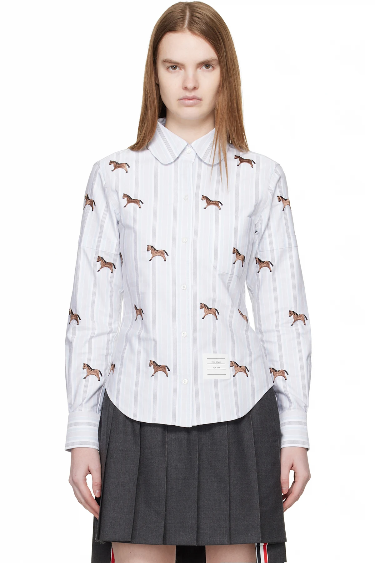 Blue Horse 4-Bar Cropped Oxford Shirt