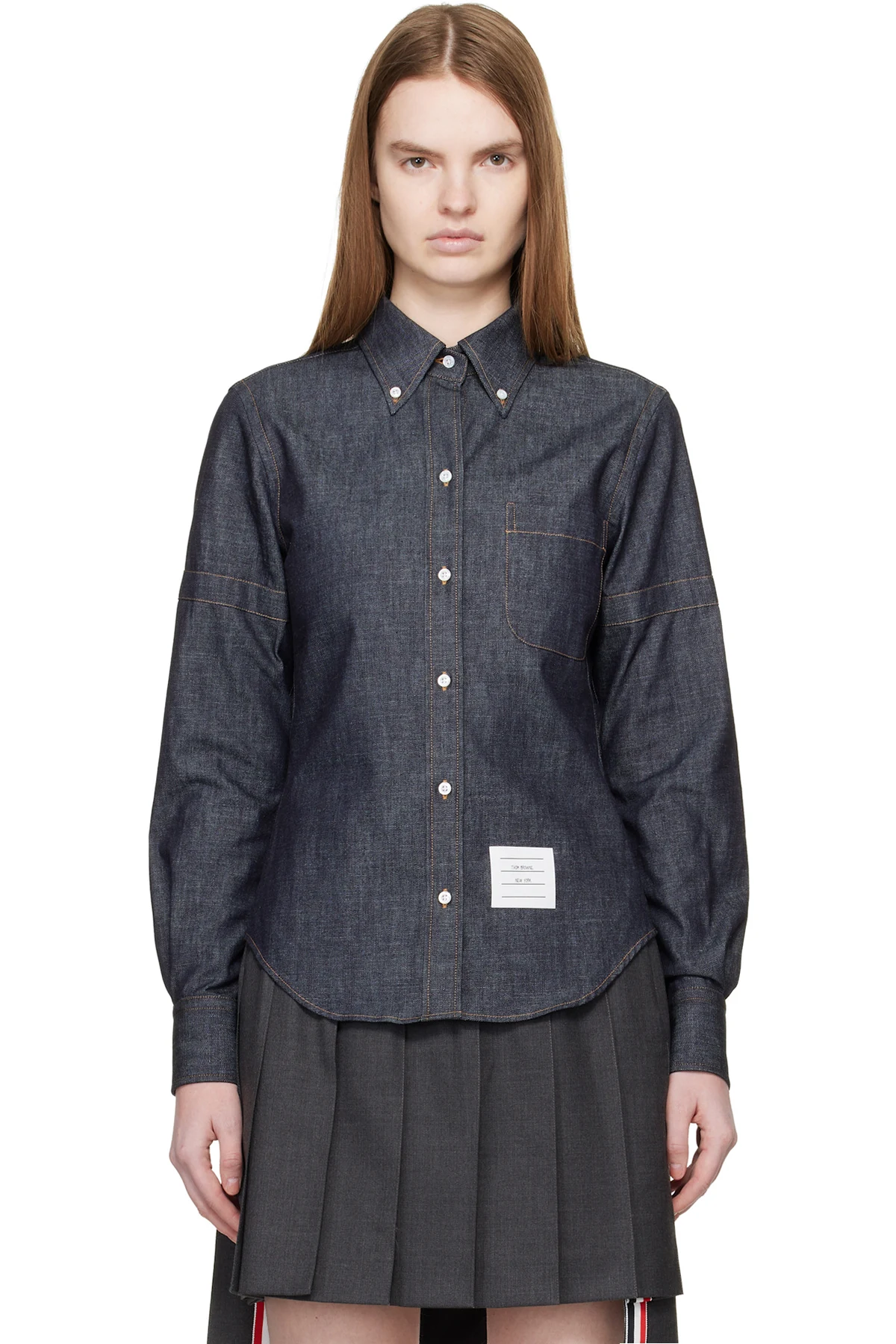 Navy Classic Point Collar Denim Shirt