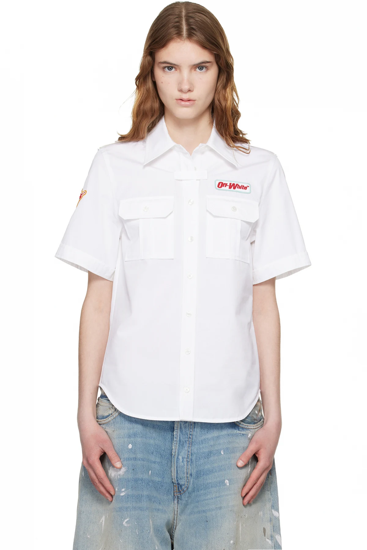 White Popeline Short Sleeve Fitted Shirt