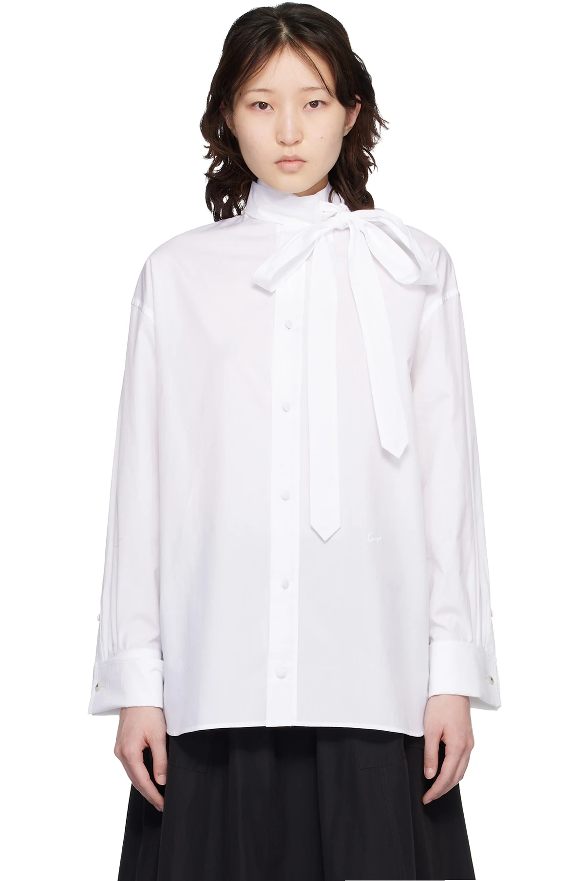 White Kenzo Paris Oversized Bow Shirt