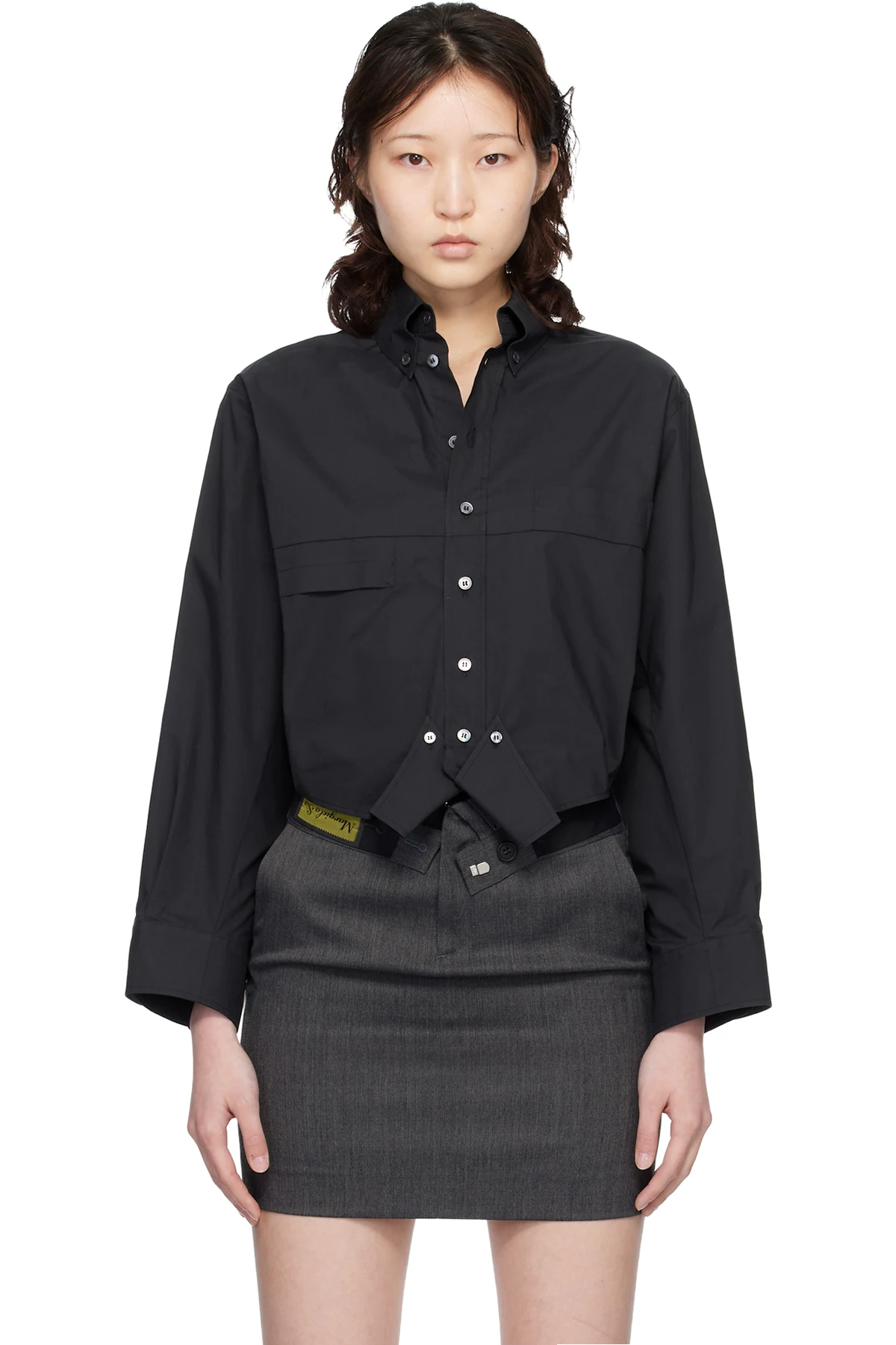 Black Mirrored Cotton Poplin Shirt