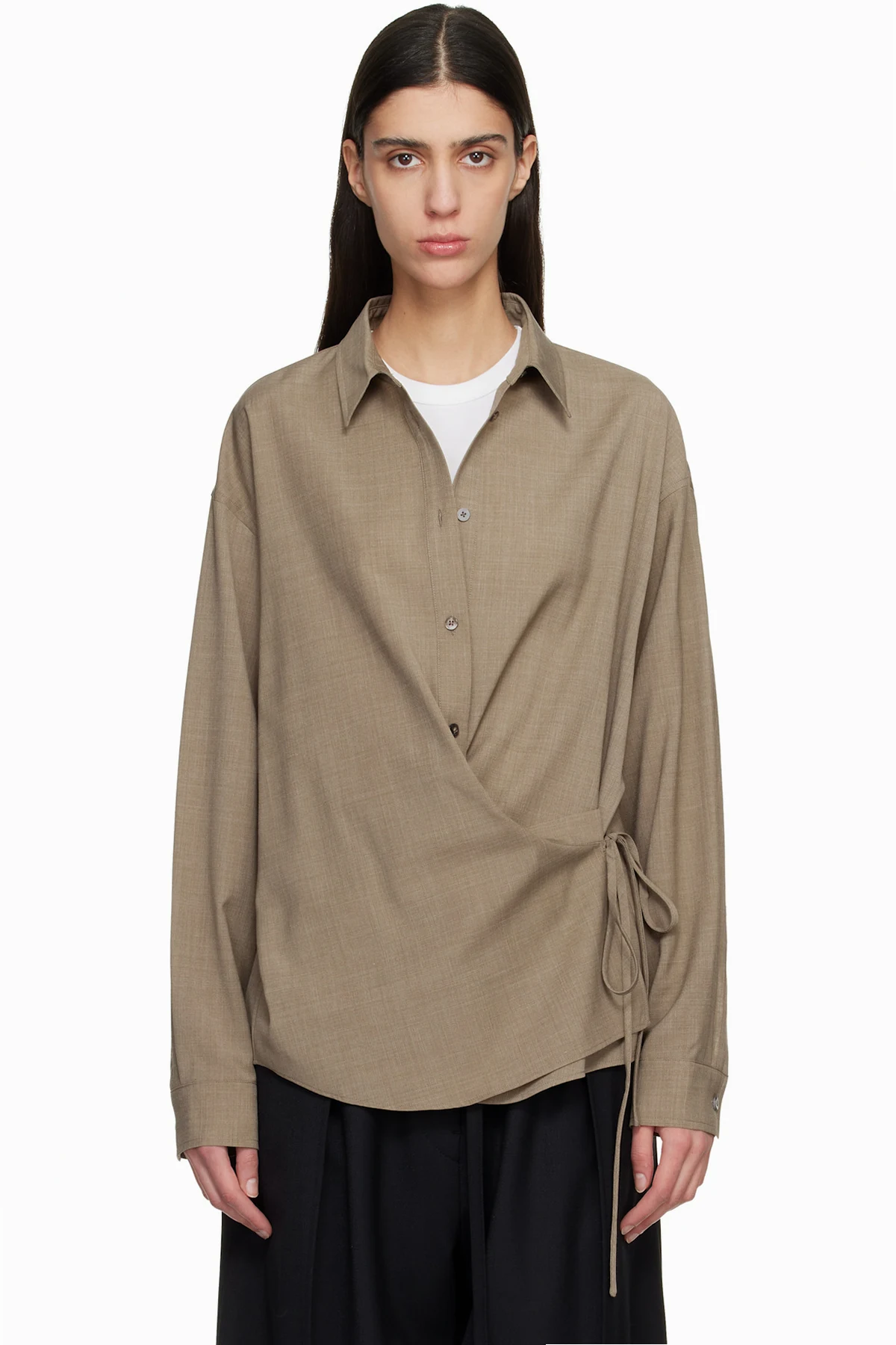 Brown Side Twisted Shirt