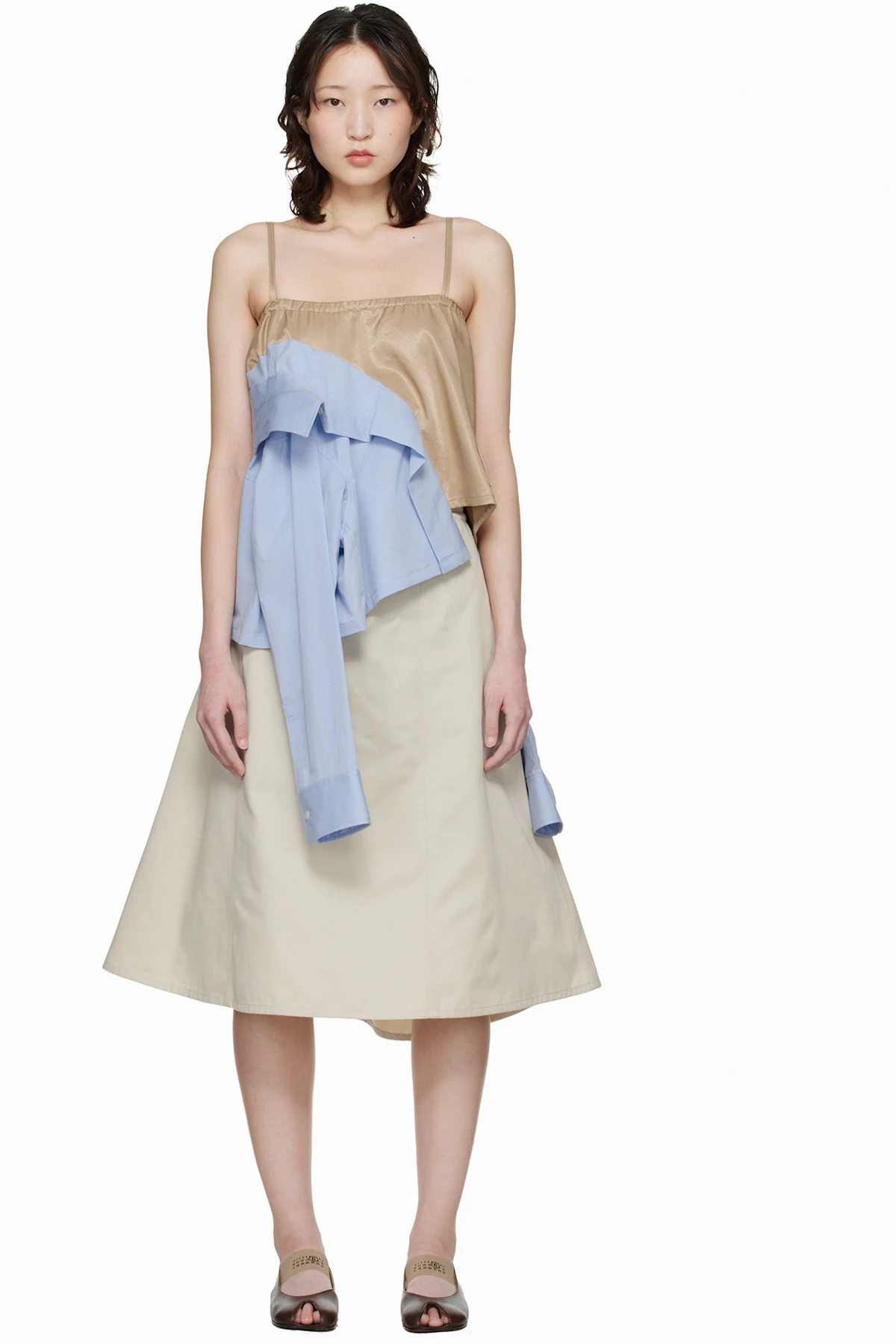 Beige & Blue Shirts Combined Camisole