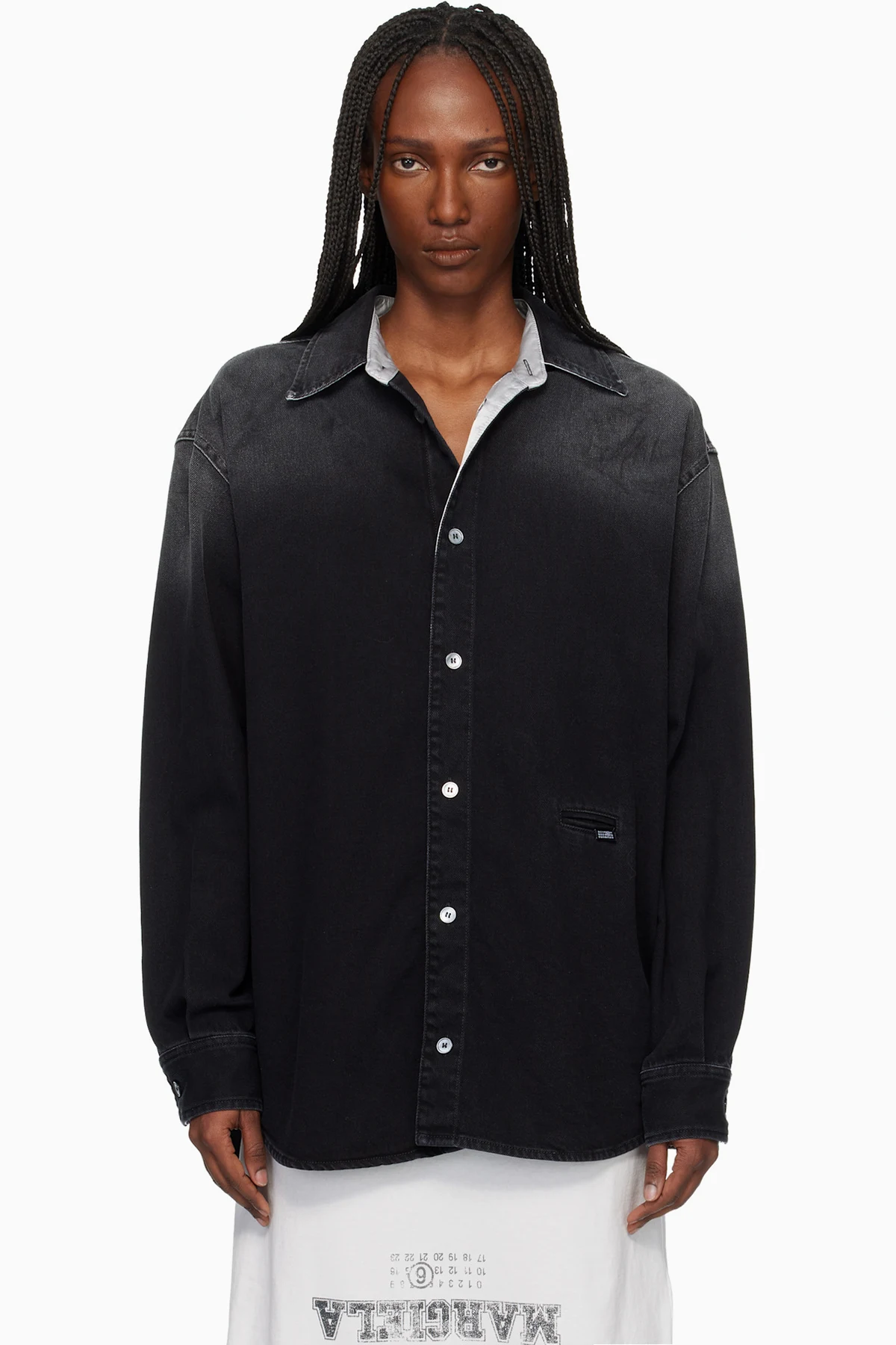Black Long-Sleeved Denim Shirt