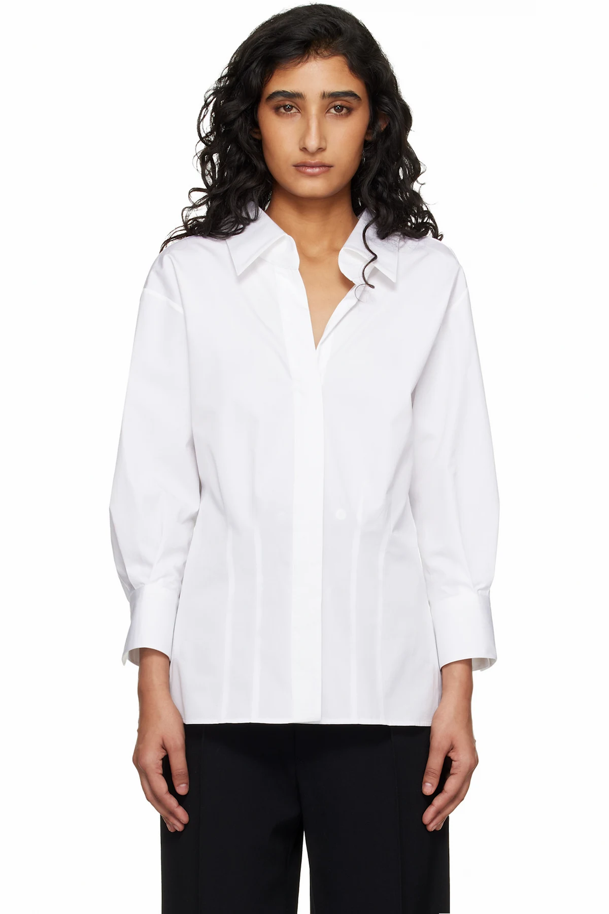 White Slashed Poplin Shirt