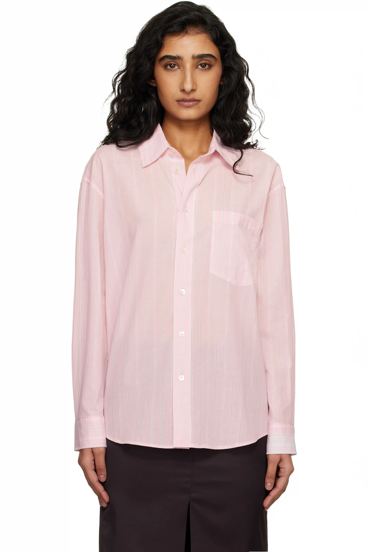 Pink Oversized Striped Shirt