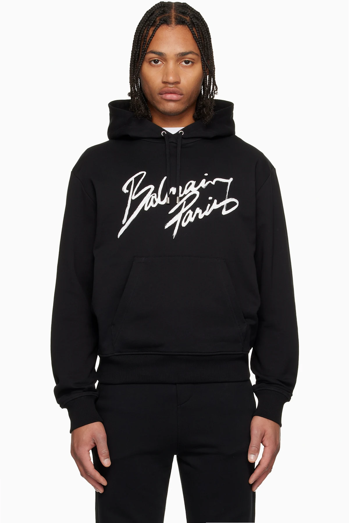 Black 'Balmain Paris' Writing Hoodie