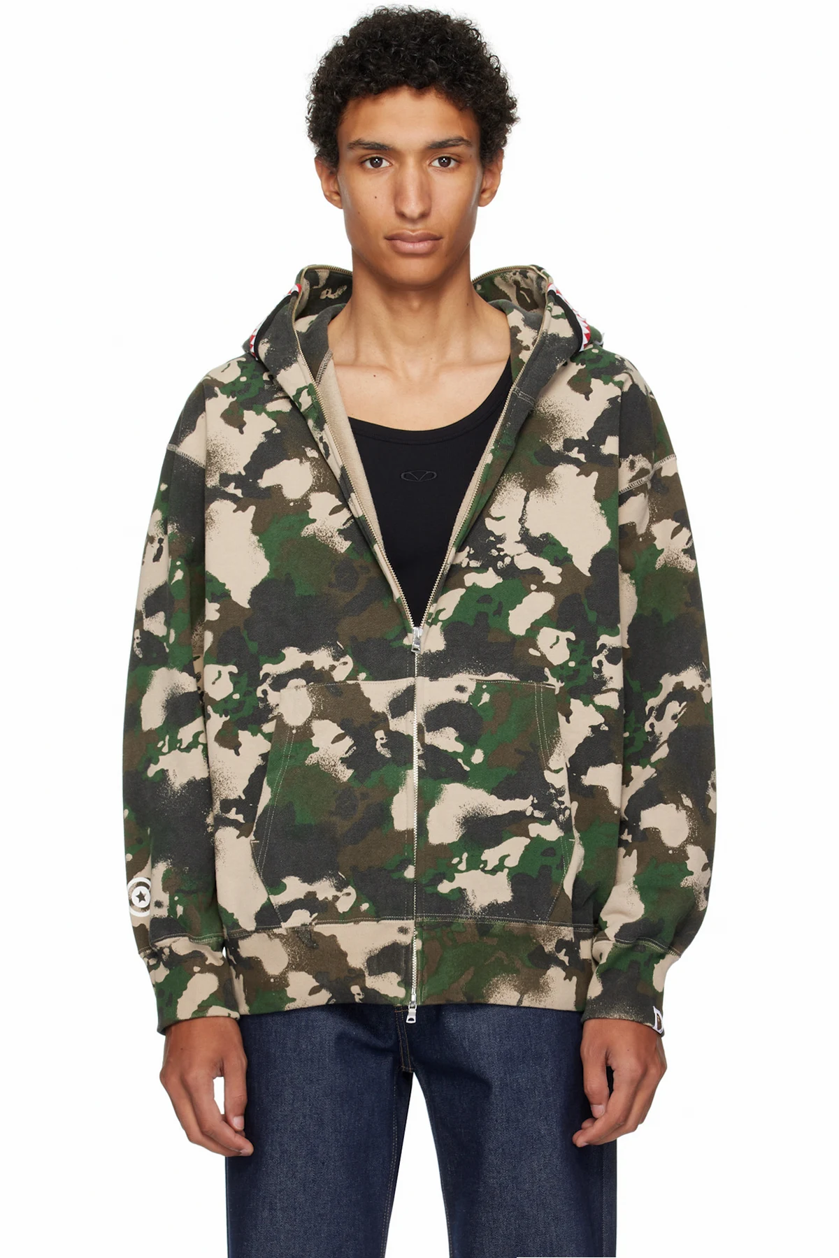 Green Map Camo Shark Full Zip Hoodie