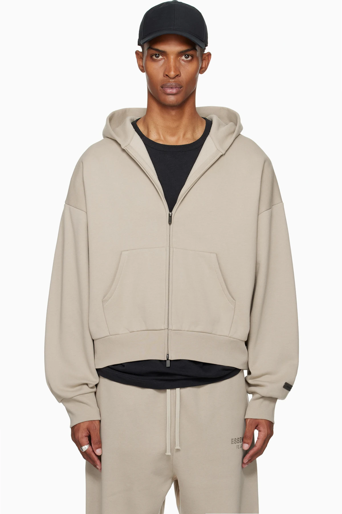 Taupe Classic Fit Fleece Zip-Up Hoodie