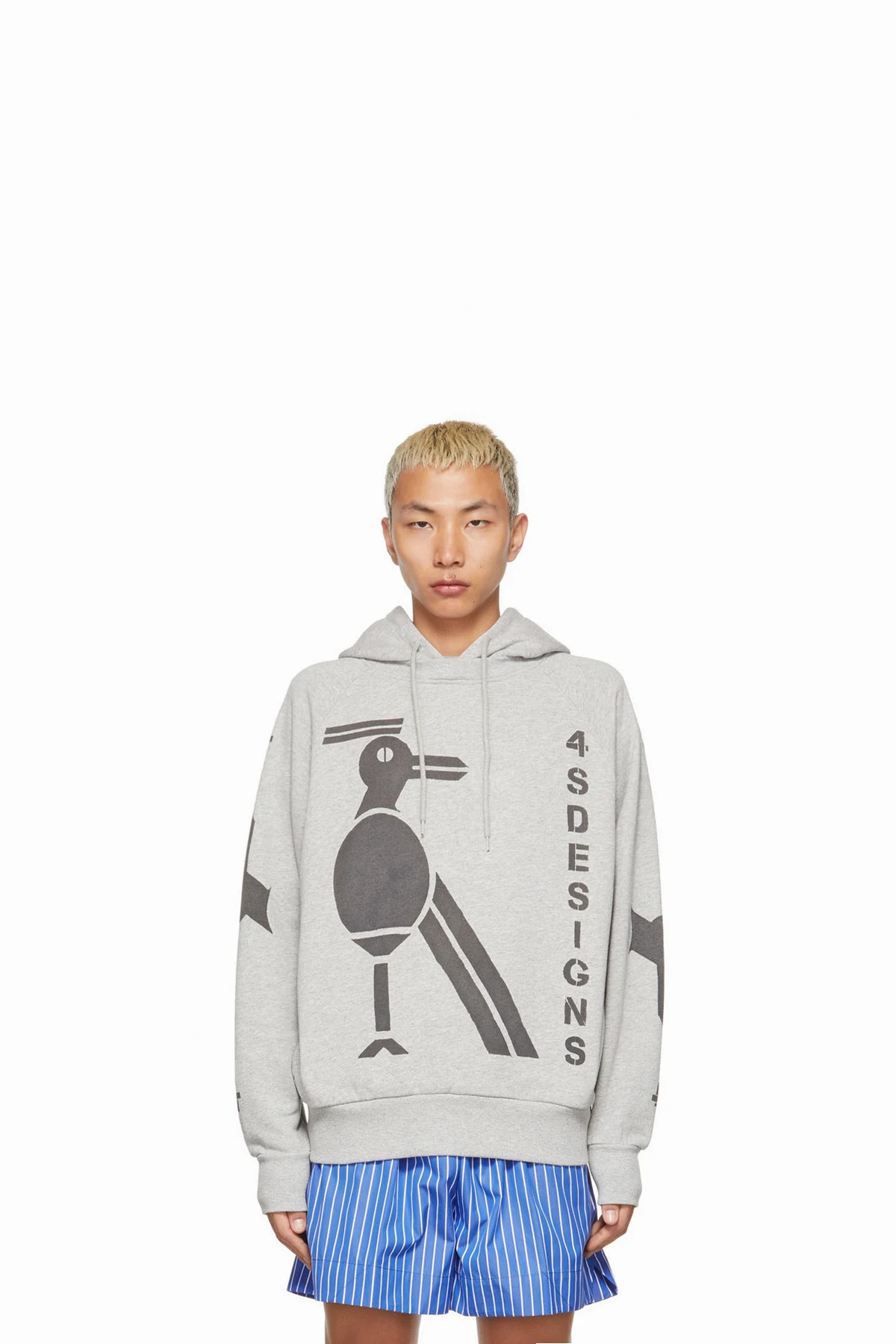 Grey Bird Stencil Hoodie