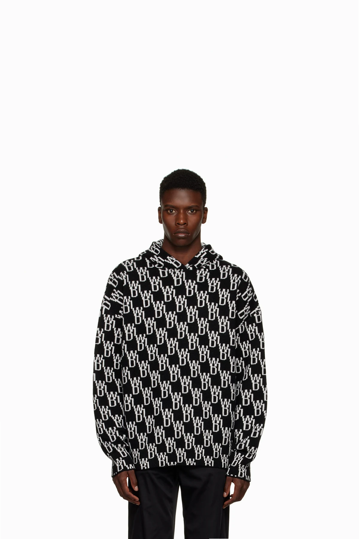 Black Jacquard Hoodie