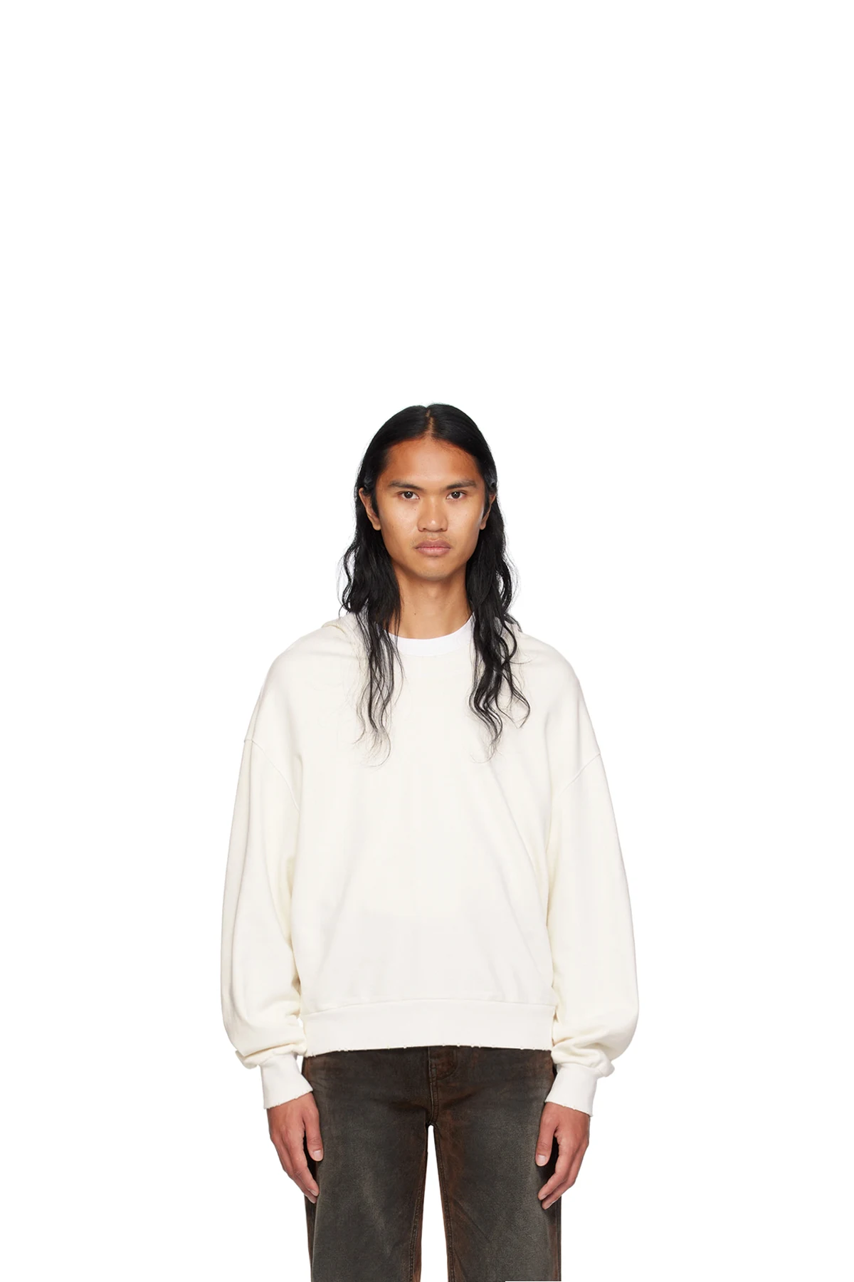 White Wide Neck Hoodie