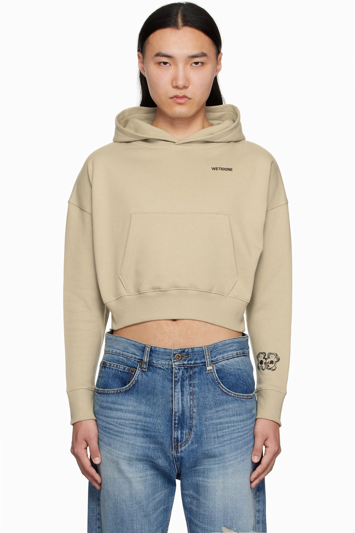 Beige Teddy Twins Sleeve Hoodie