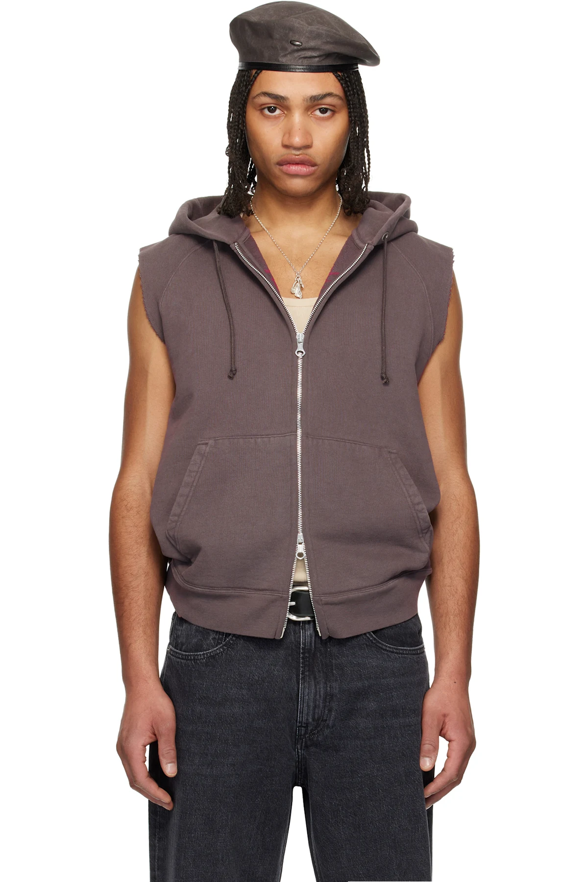 Brown Motor Vest Hoodie
