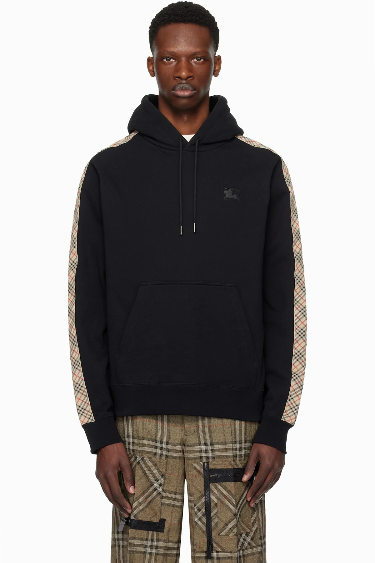 Black Check Tape Hoodie