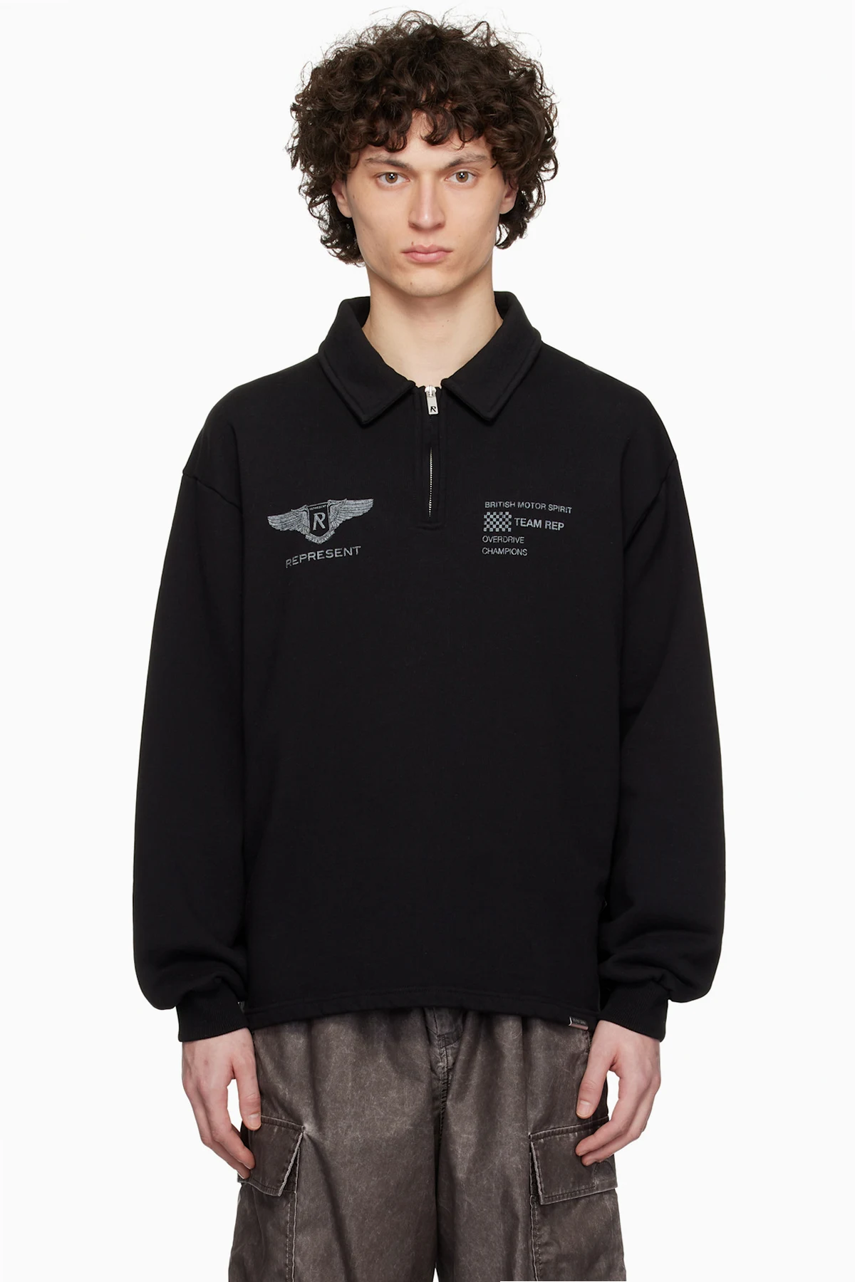 Black 'Team Rep' Quarter Zip Sweatshirt