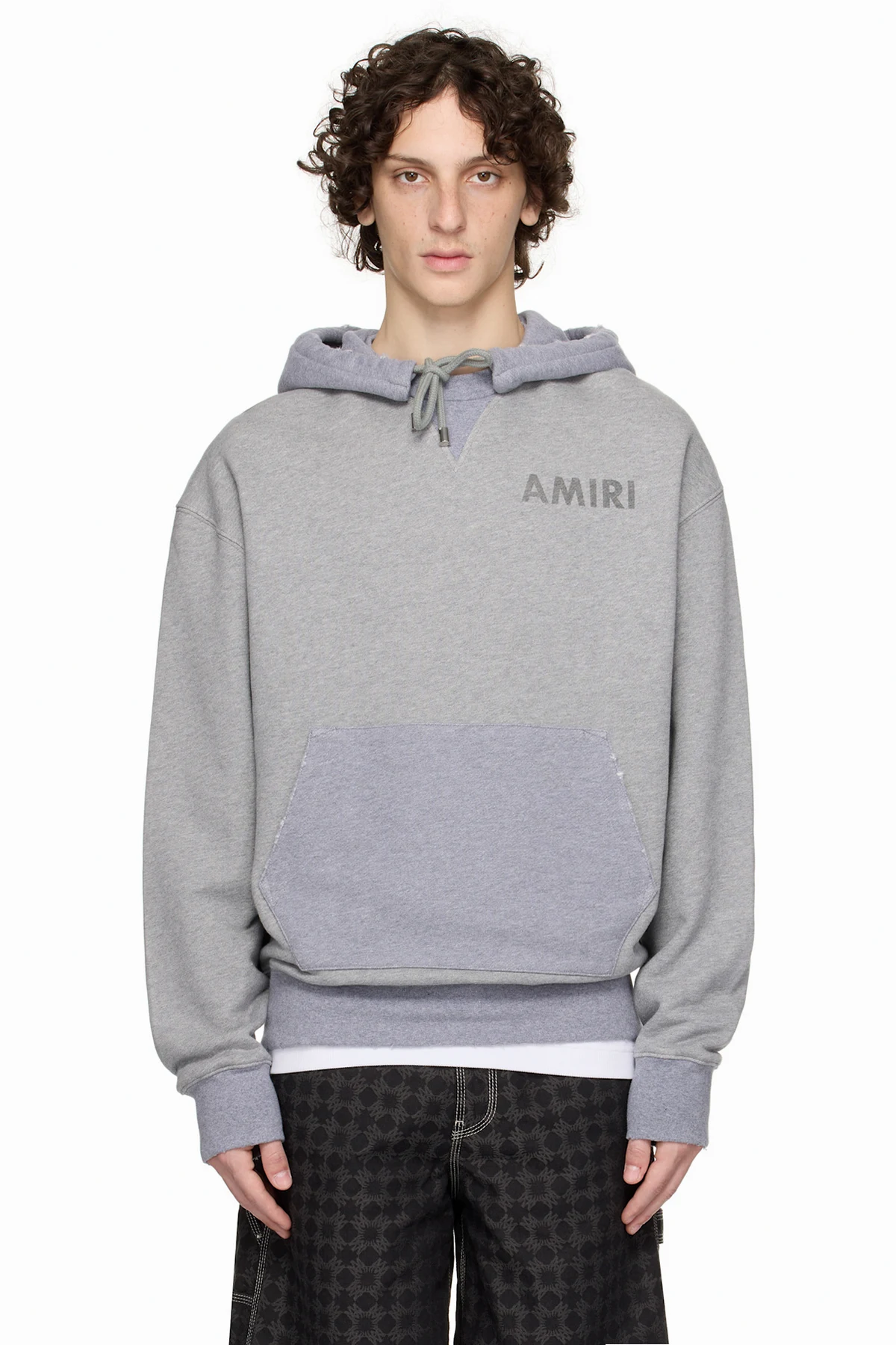 Gray 'AMIRI' Stencil Oversized Hoodie