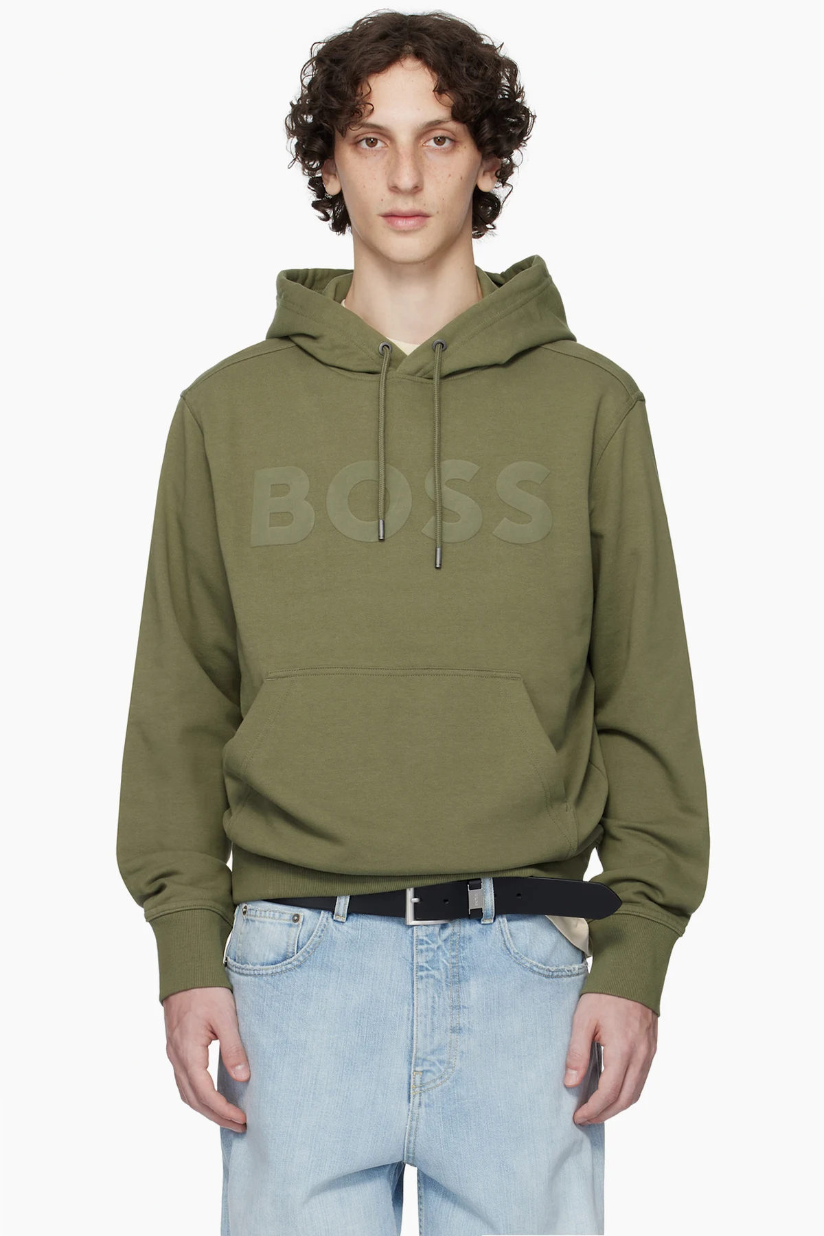 Khaki Relaxed-Fit Large Logo Hoodie