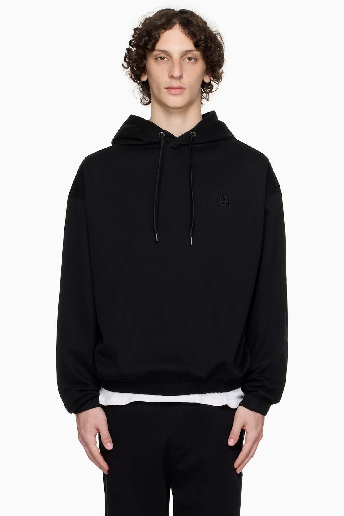 Black Relaxed-Fit Mercerized Cotton Hoodie