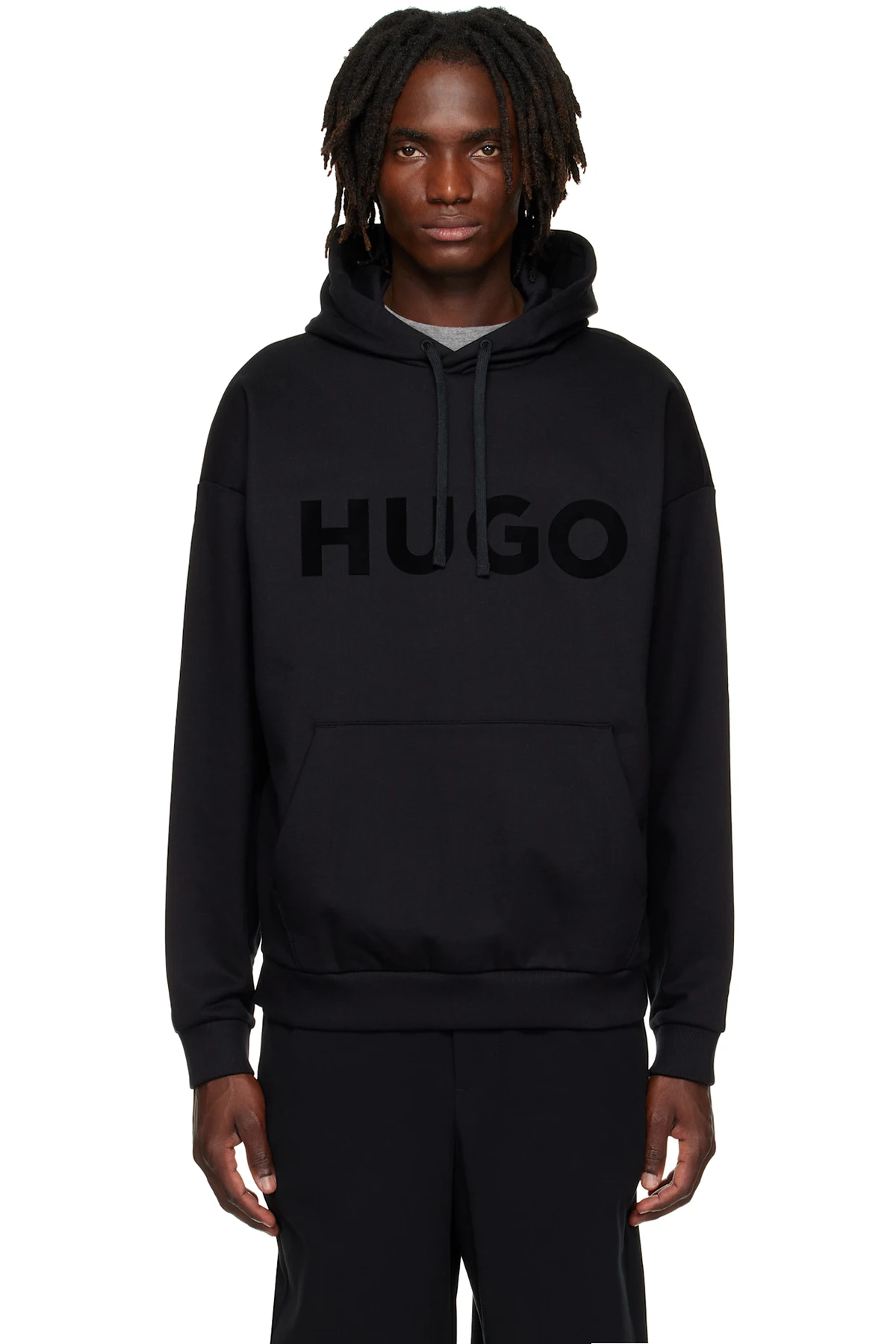 Black Oversize-Fit Cotton Terry Logo Hoodie