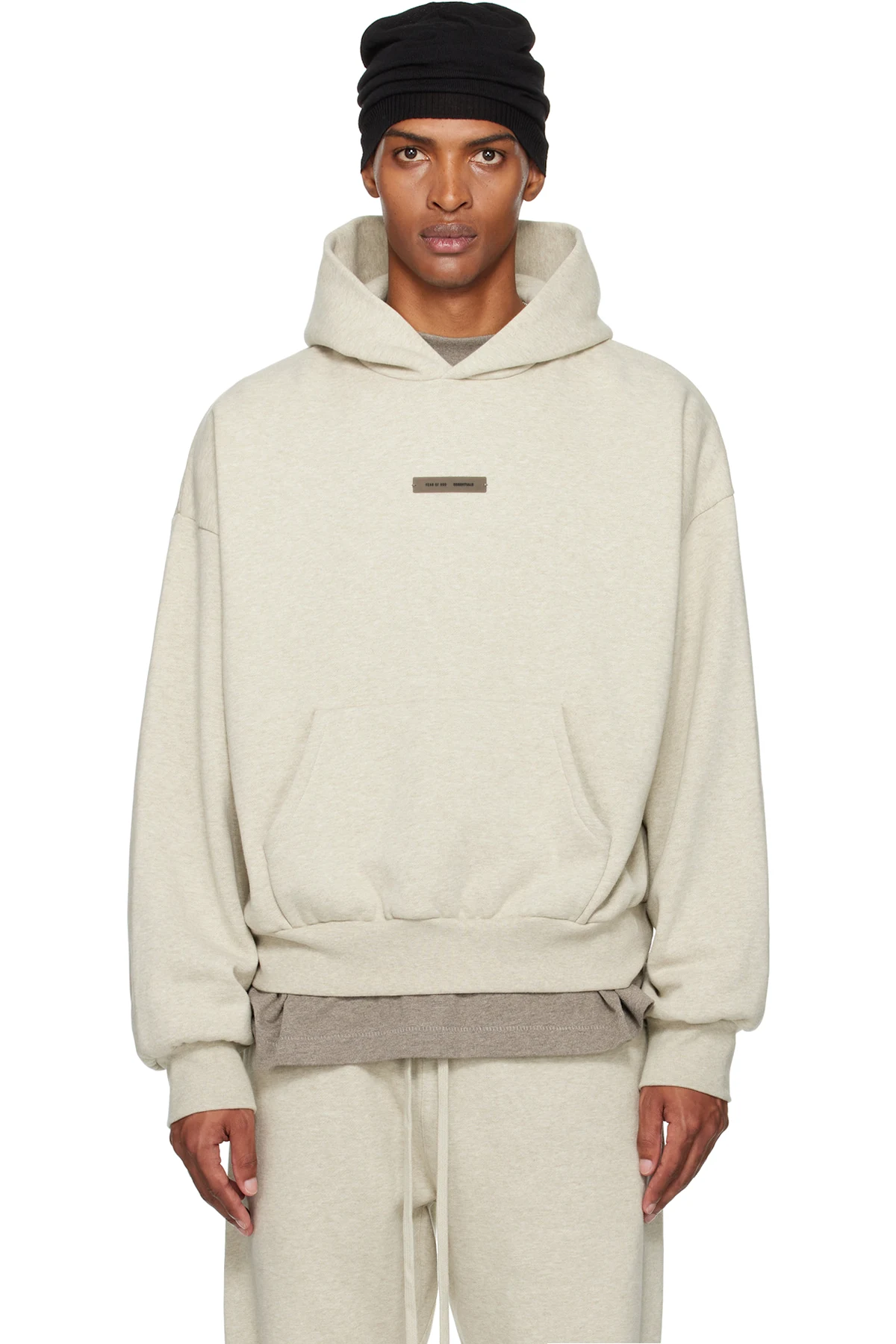 Beige Classic Fit Fleece Hoodie