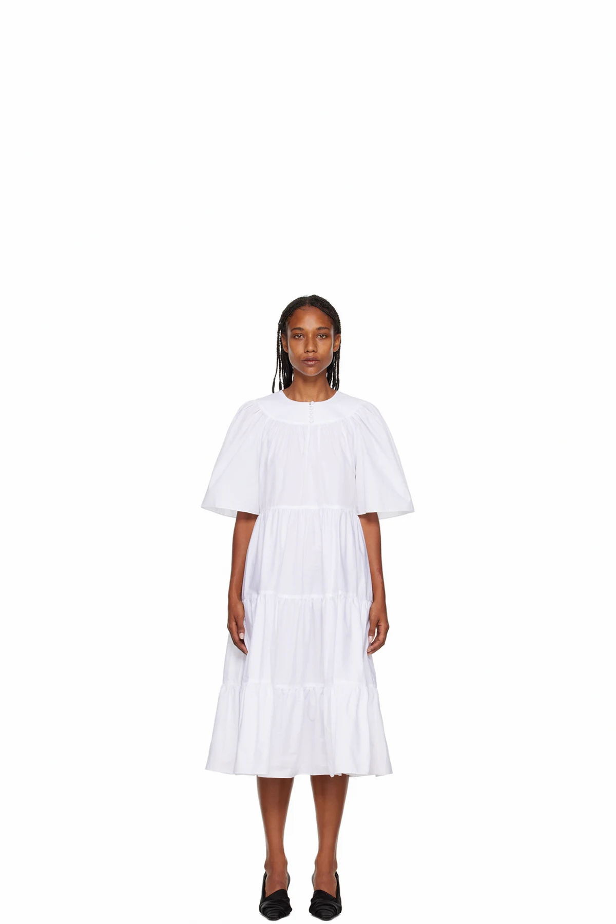 White Ruffle Maxi Dress