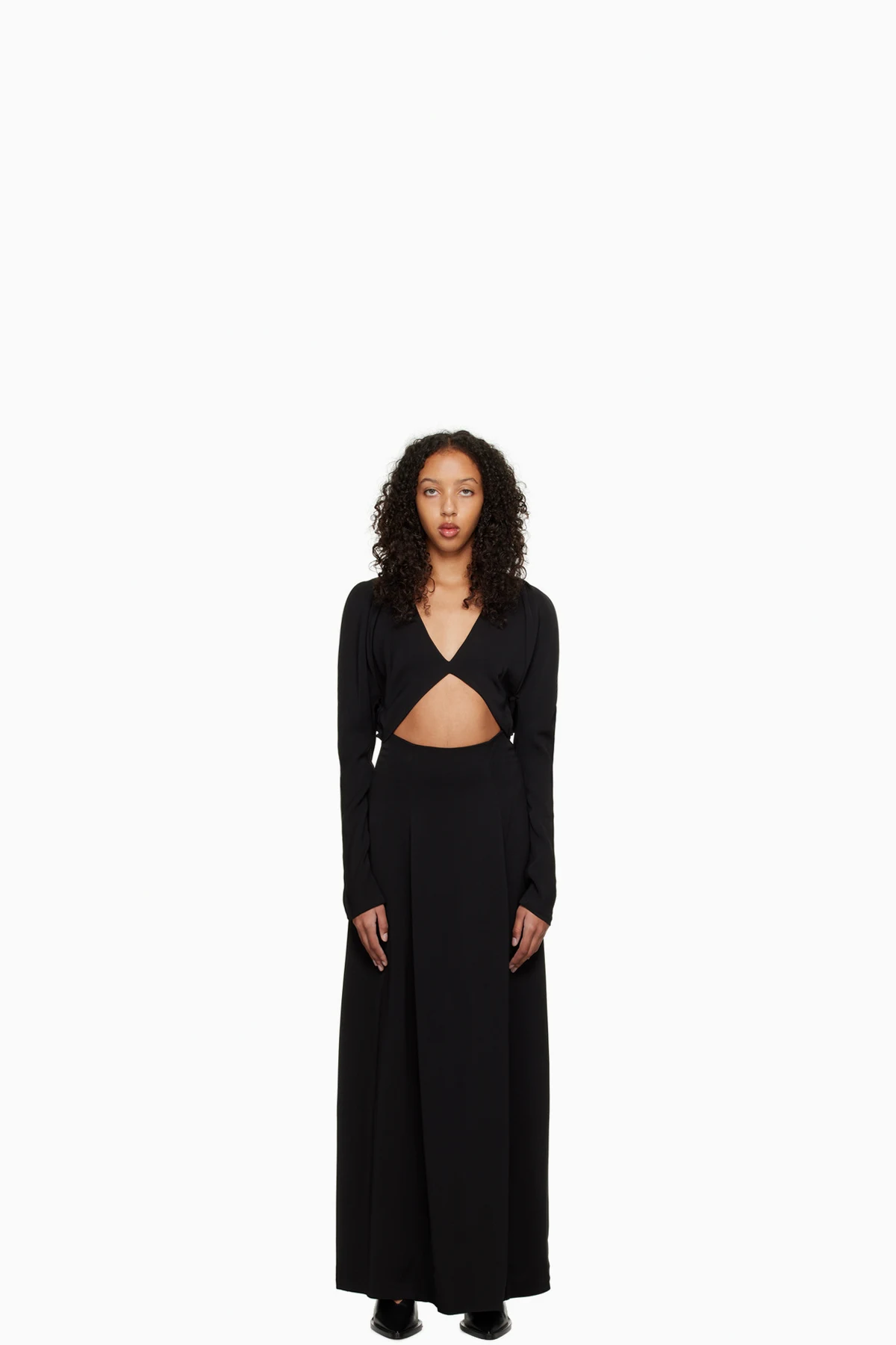 Black Envelope Flume Maxi Dress
