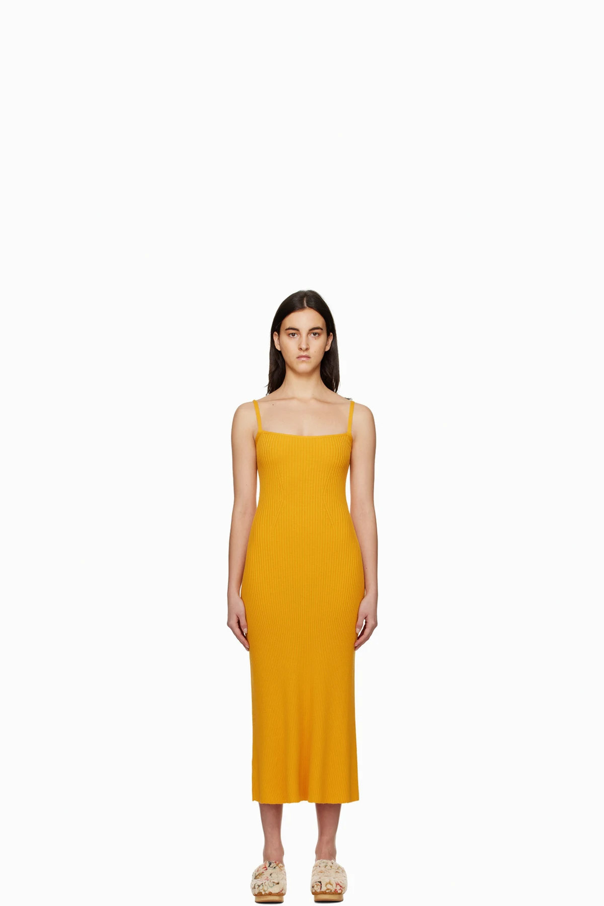 Yellow Ribbed Long Dress