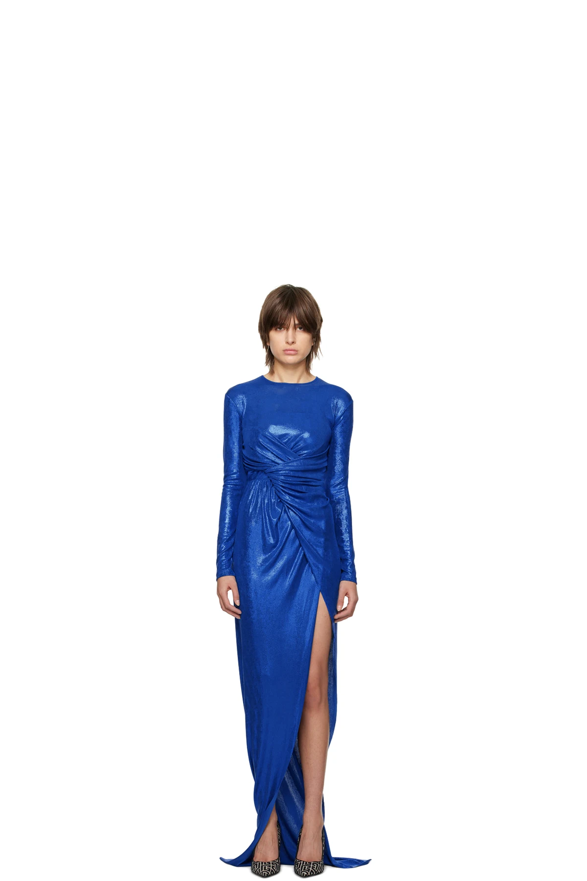 Blue Draped Maxi Dress