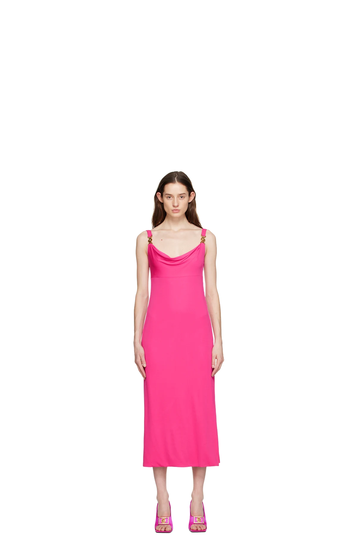Pink Cowl Neck Maxi Dress