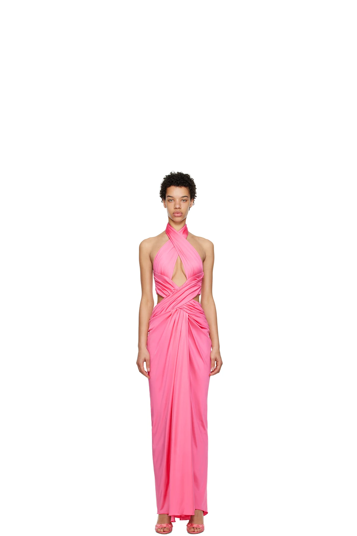Pink Draped Maxi Dress