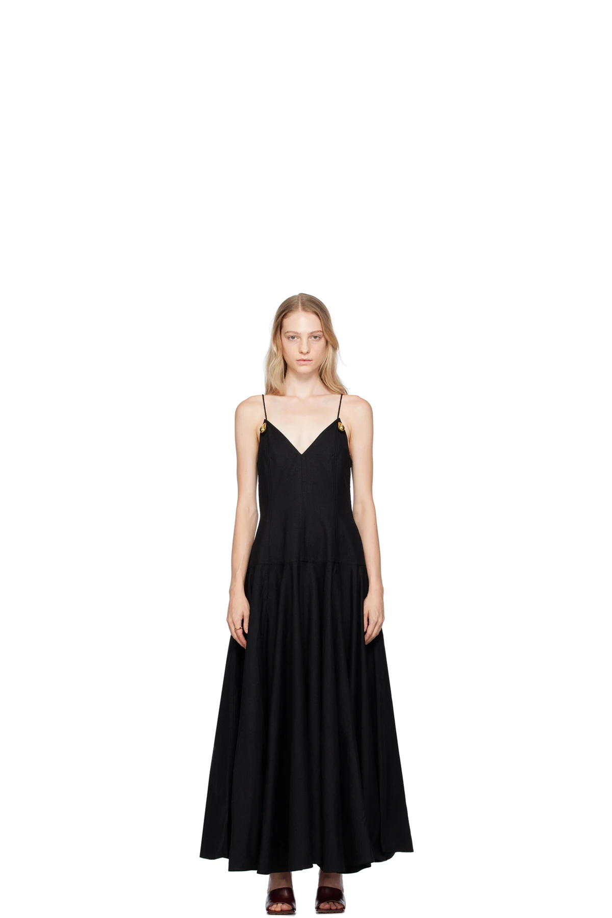 Black Metal Drops Maxi Dress