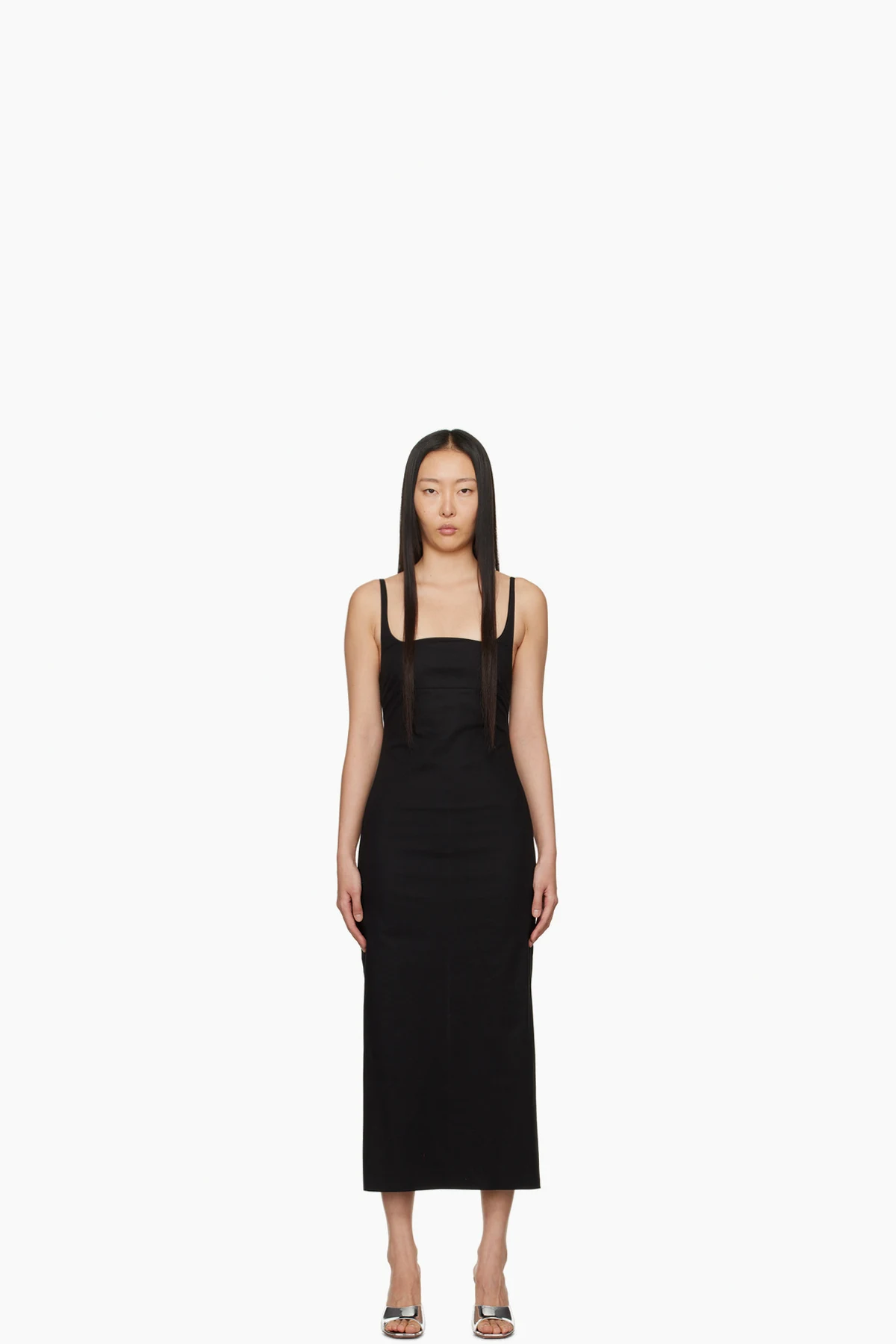 Black Shirring Maxi Dress