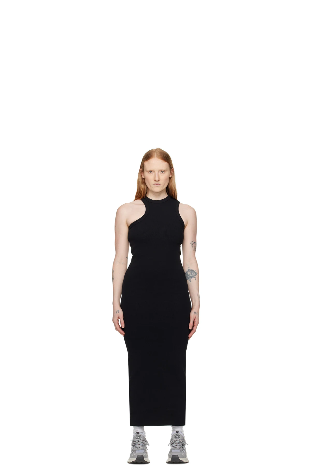Black Scoop Asymmetric Maxi Dress