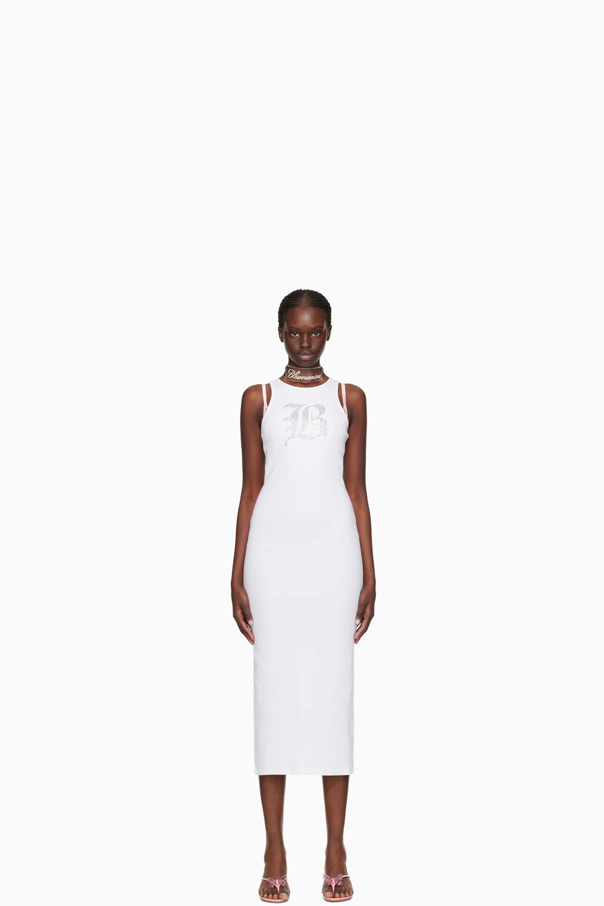 White Graphic Midi Dress