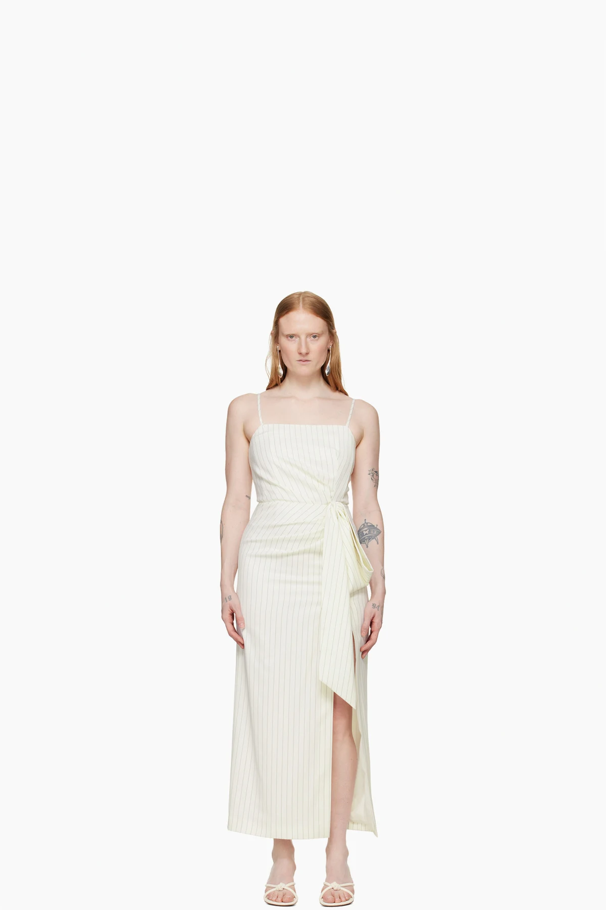 Off-White Pinstripe Maxi Dress