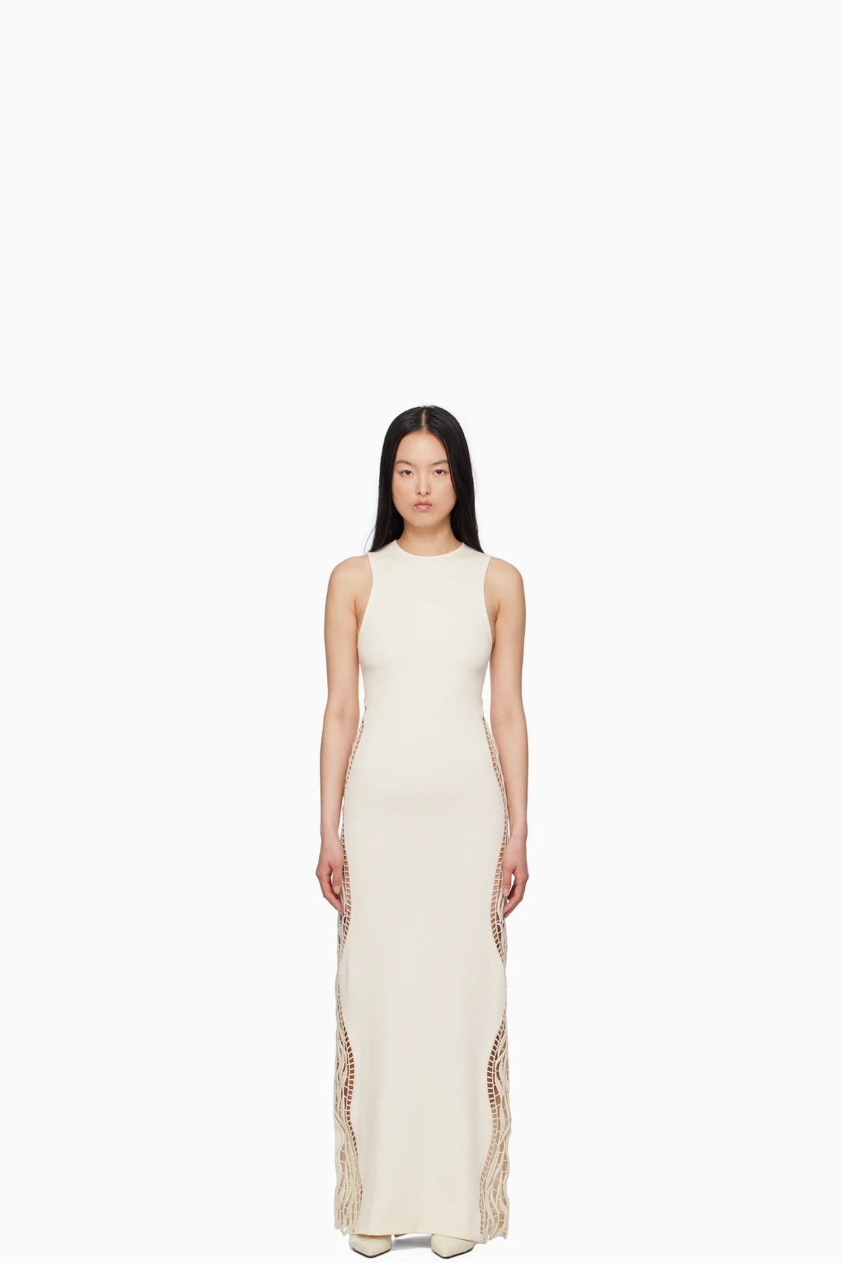 Off-White Lace Panel Maxi Dress