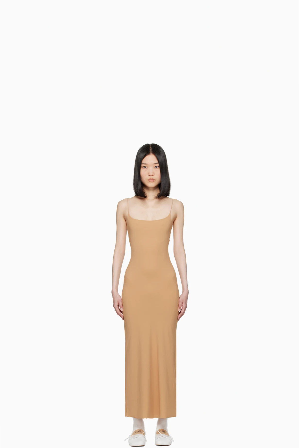 Beige Scoop Neck Maxi Dress