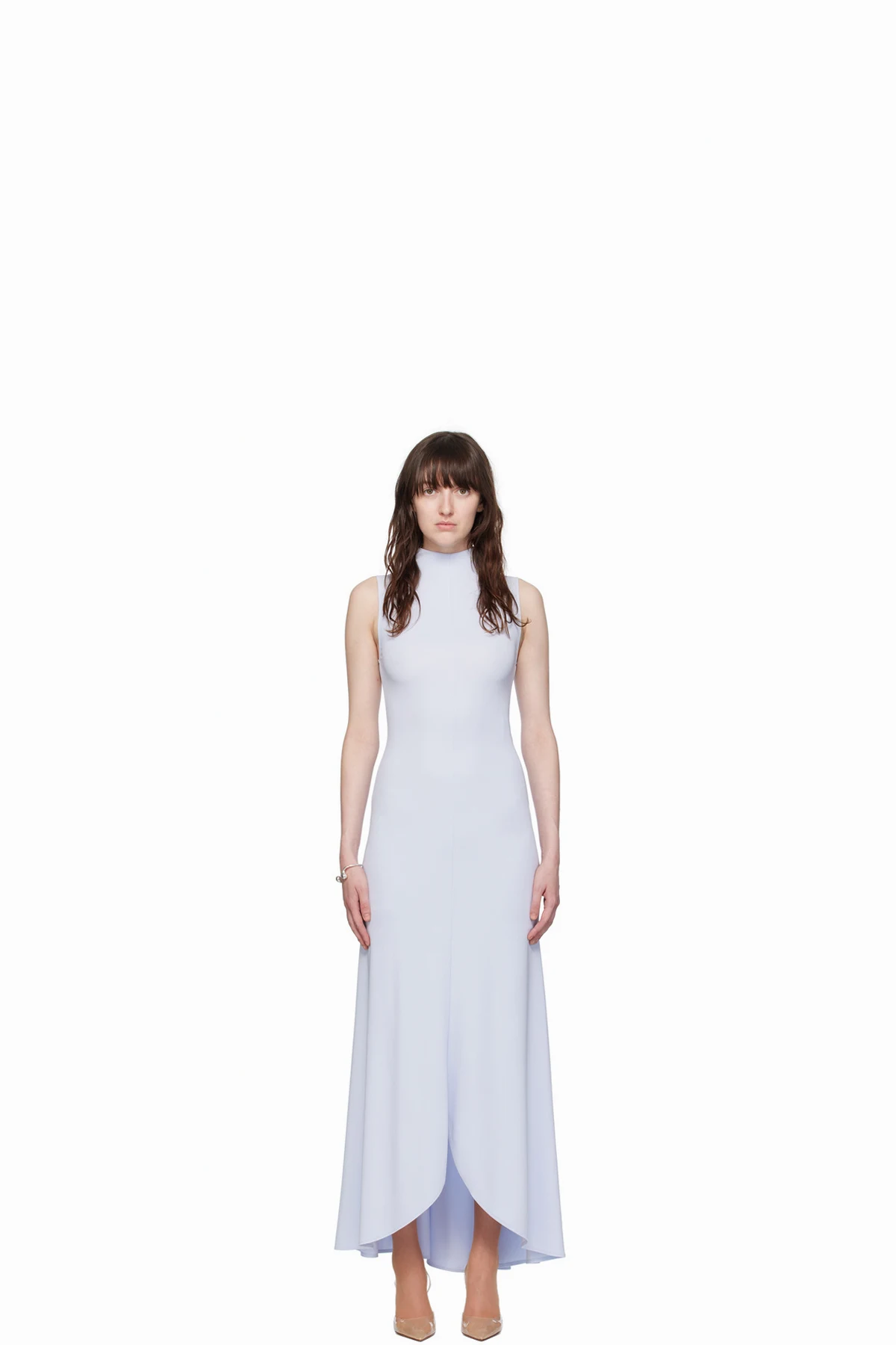 Blue Mock Neck Maxi Dress
