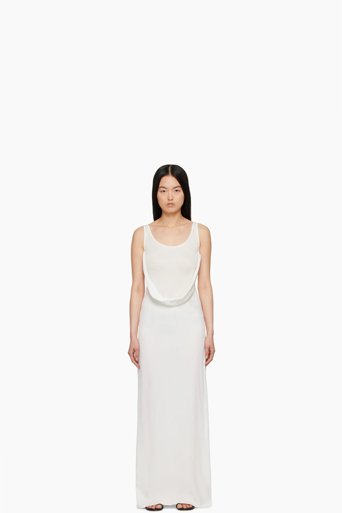 White Fusion Arced Maxi Dress