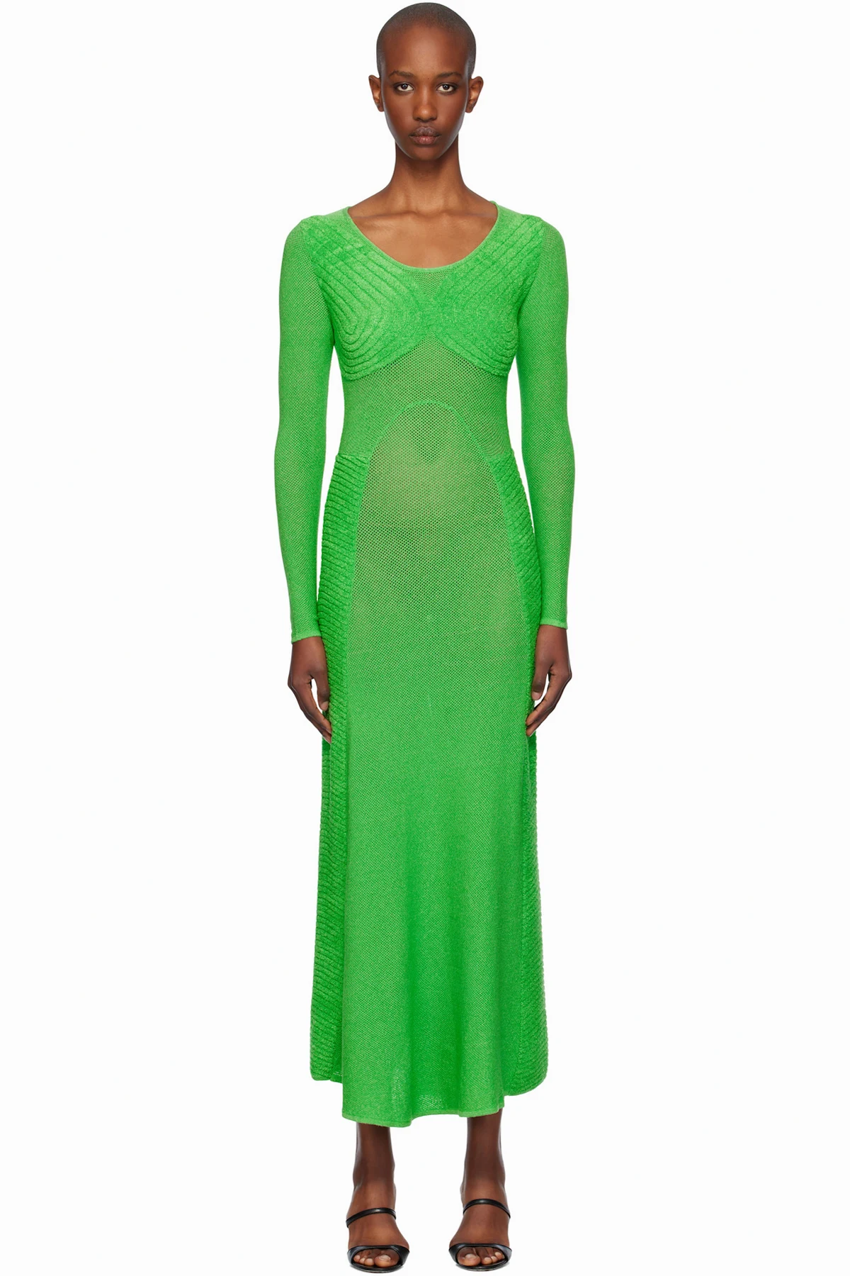 Green Sweetheart Long Sleeve Maxi Dress