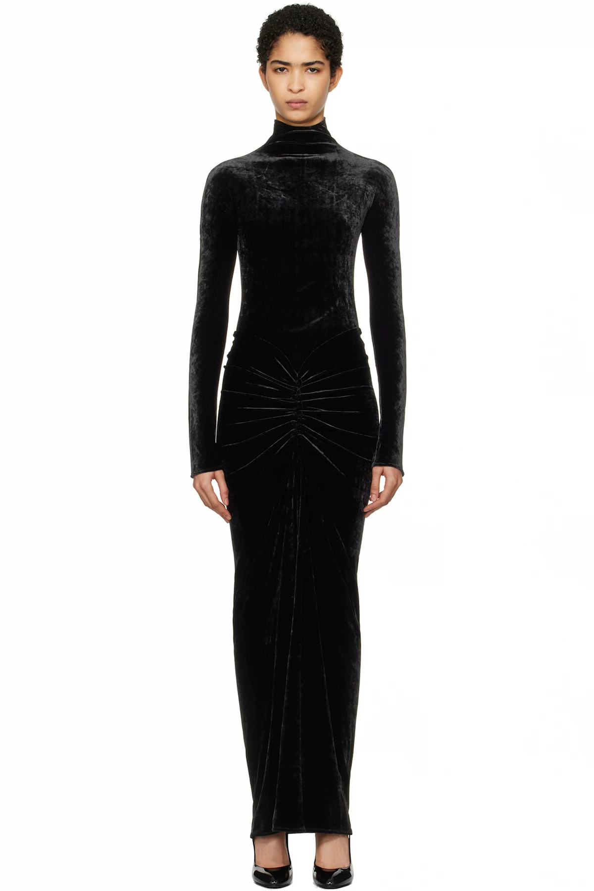 Black Draped Maxi Dress