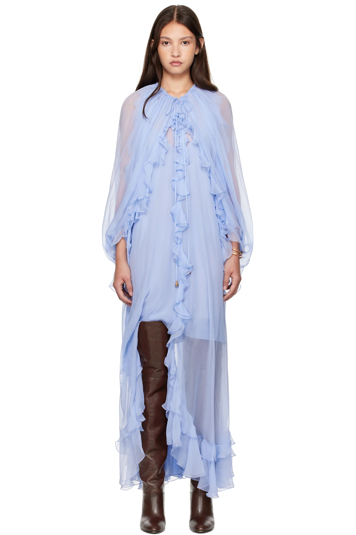 Blue Cape Maxi Dress