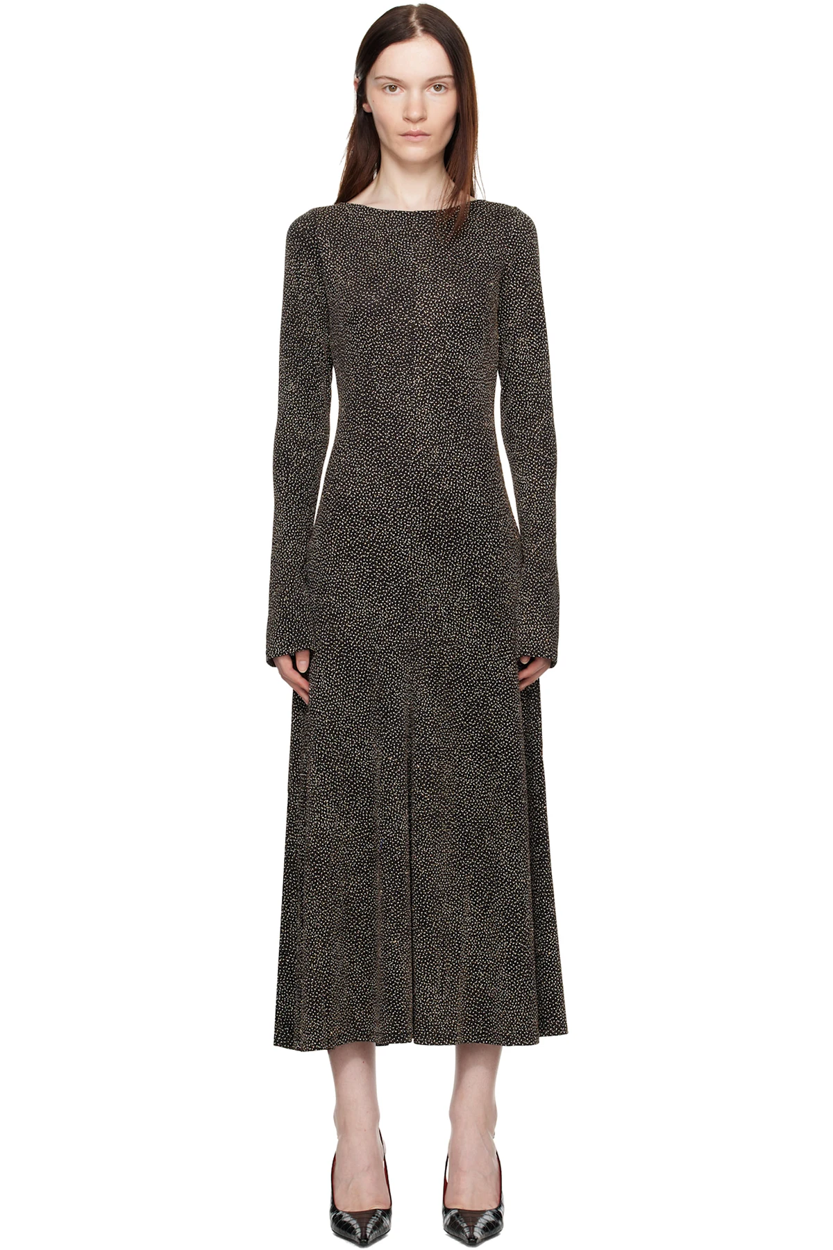 Black & Gold Baes Open Back Maxi Dress