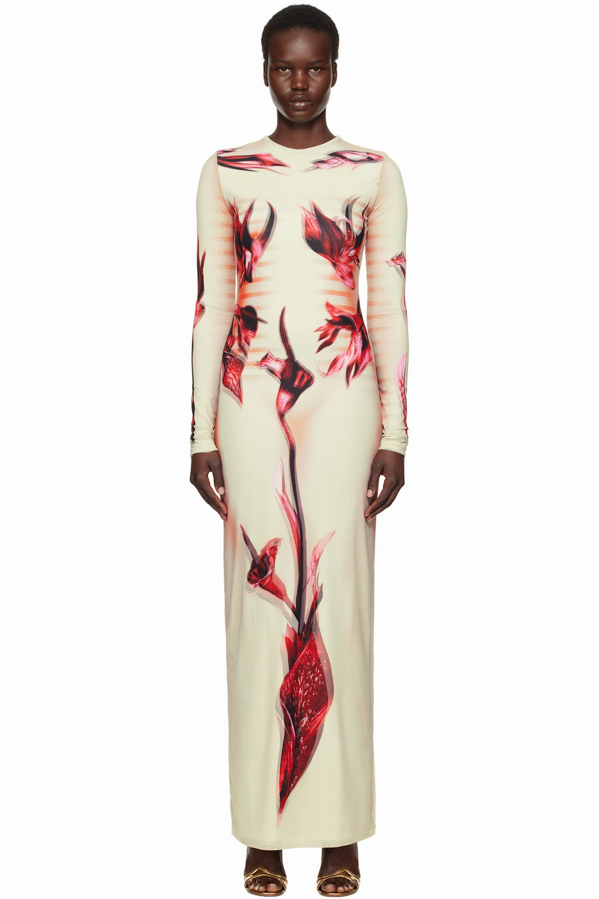 Green & Pink 'The Flower Body Morphing Marinière' Maxi Dress