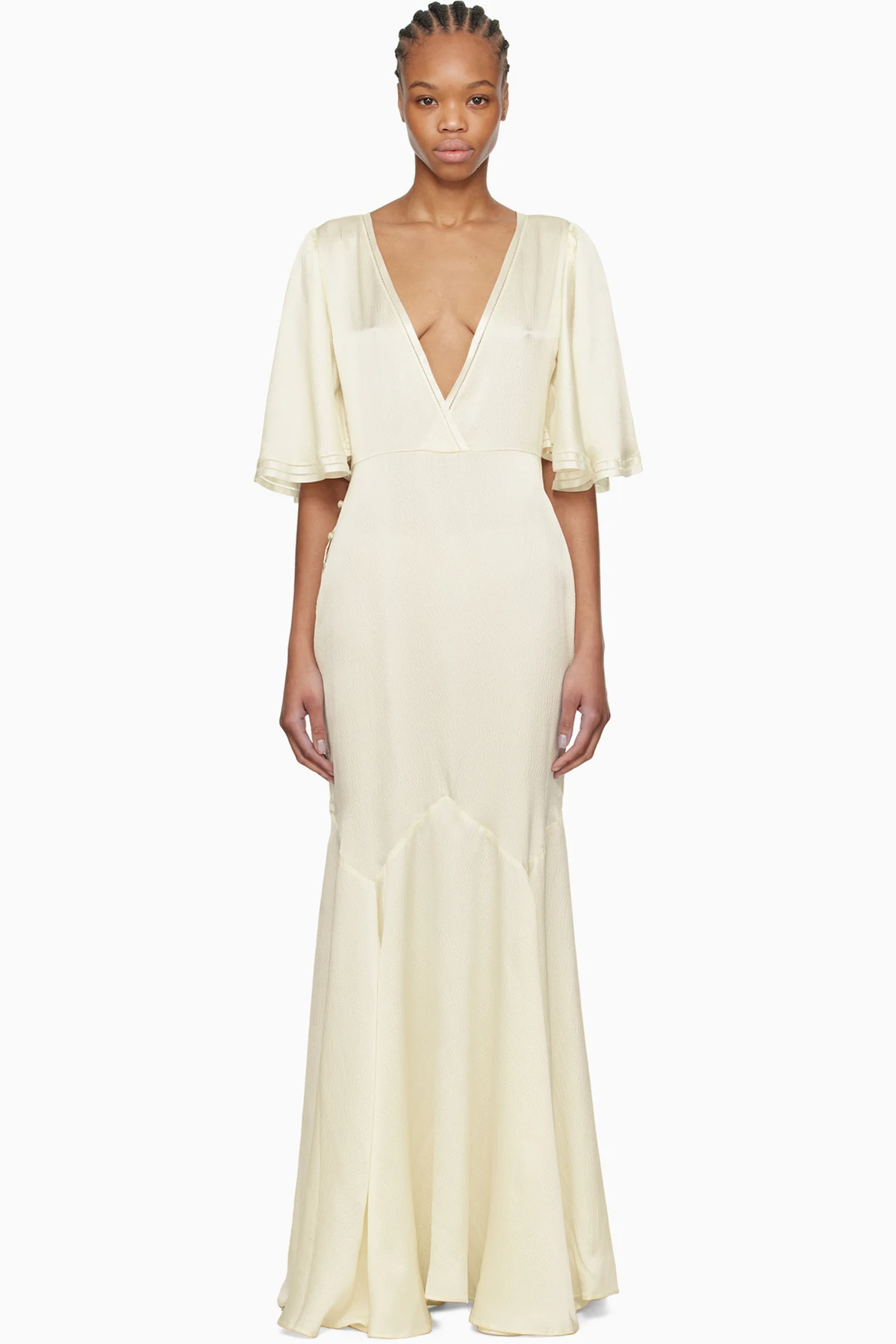 Off-White Satin Claret Maxi Dress