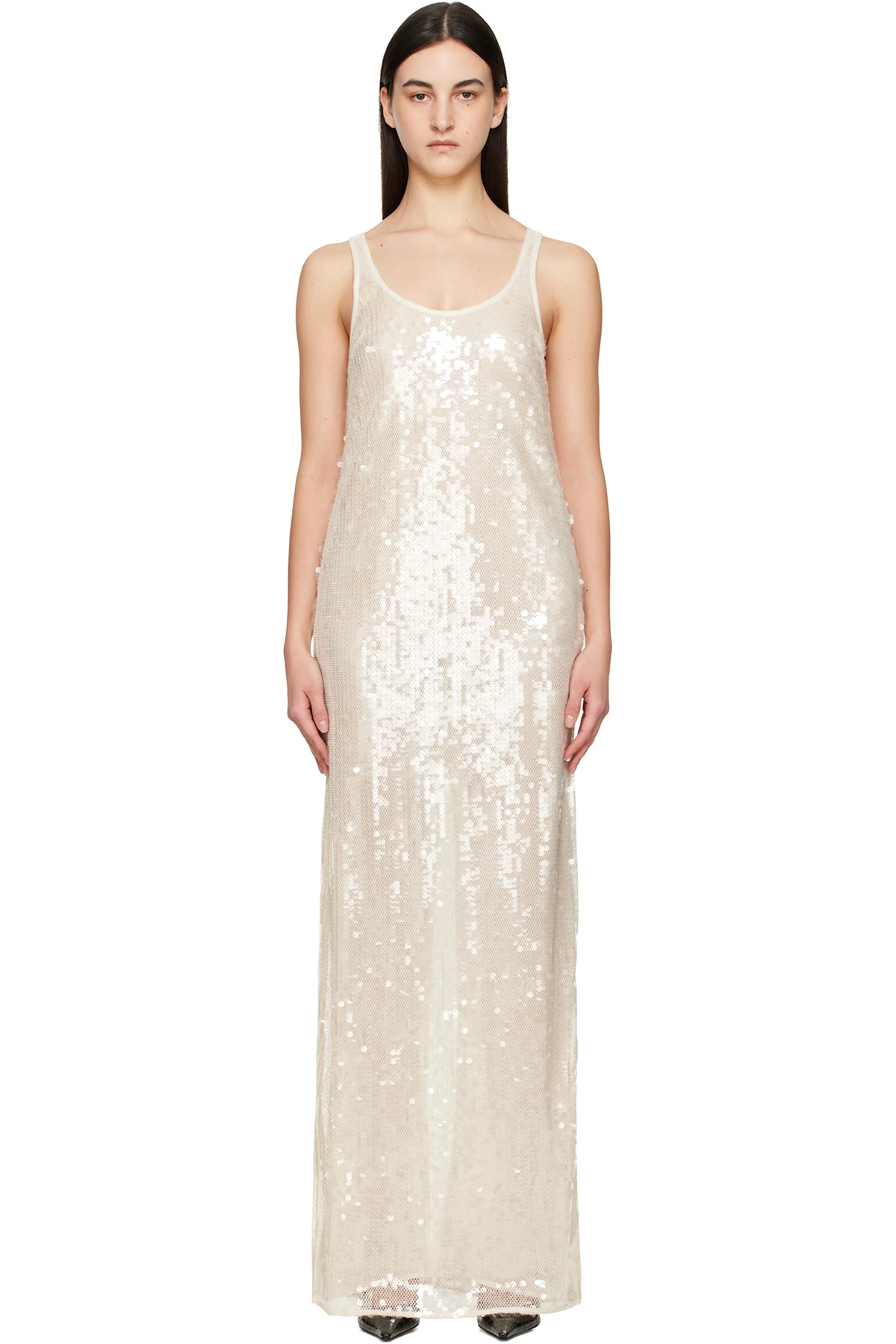Off-White Sequins Tank Maxi Dress