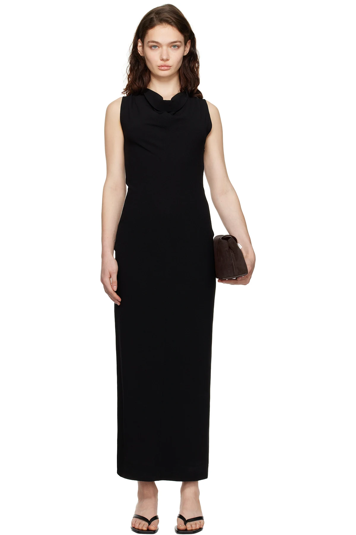 Black Cowl-Neck Maxi Dress
